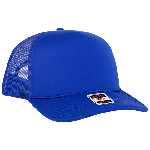 Otto Polyester Foam Front 5 Panel High Crown Mesh Back Trucker Hat - Royal