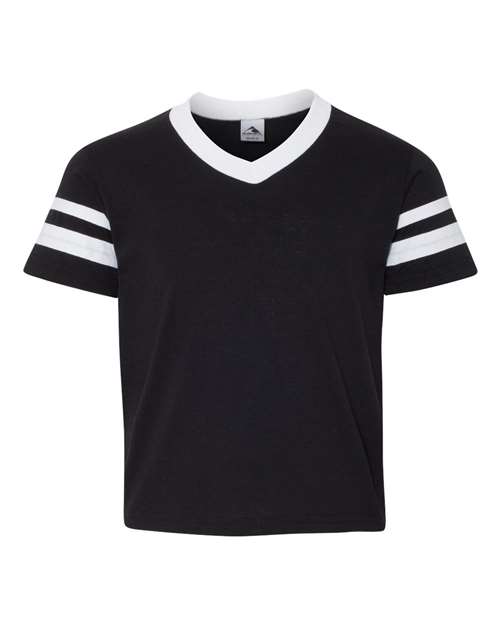 Augusta Sportswear 361 Youth V-Neck Jersey with Striped Sleeves
