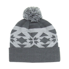 Mega Cap 5069 Jacquard Knit Pom Beanie - 