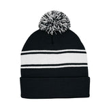 Mega Cap 5076 Striped Pom Beanie with Cuff