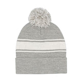 Mega Cap 5076 Striped Pom Beanie with Cuff