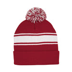 Mega Cap 5076 Striped Pom Beanie with Cuff