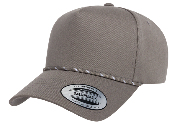 YP Classics 5079BD Retro Cotton Blend 5-Panel Snapback Cap with Braided Rope