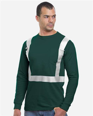 Bayside 3781 Unisex USA-Made High Visibility Long Sleeve Pocket T-Shirt - 