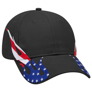 OTTO CAP 58-755 6 Panel Low Profile Baseball Cap US Flag Flame Design Hat - 