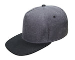 Nissun Cap 5 Panel Snapback Hat, Wool Blend Flat Bill Cap - 5FWC