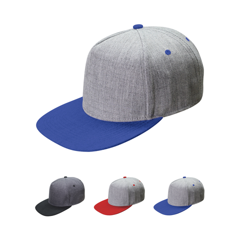 Nissun Cap 5 Panel Snapback Hat, Wool Blend Flat Bill Cap - 5FWC