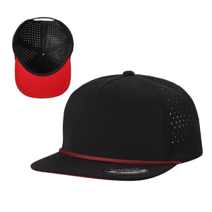 Unbranded 5 Panel Perforated Flat Bill Rope Cap - 