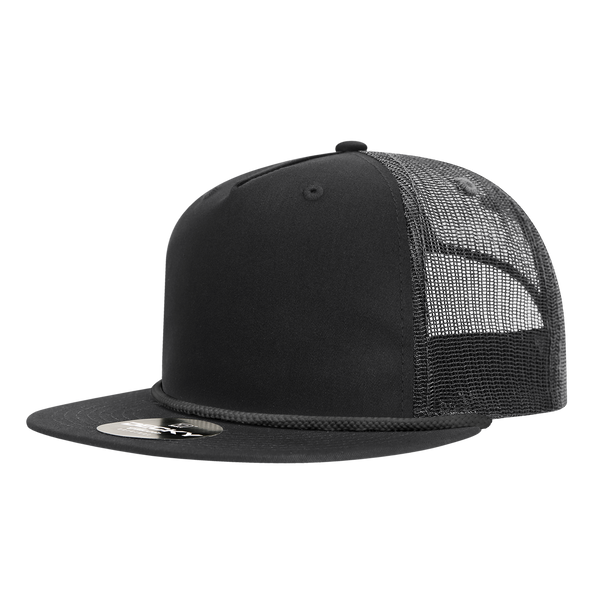 Decky 6041 5-Panel High Profile Relaxed Cotton Blend Trucker Hat with Rope