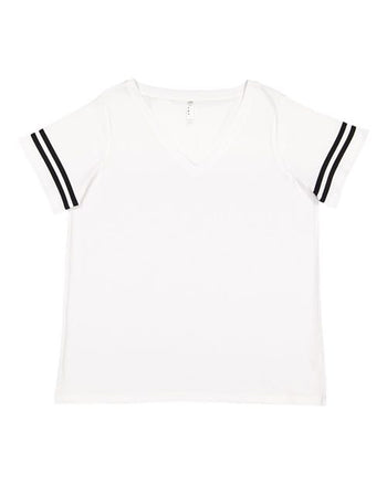 LAT 3837 Women's Curvy Collection Vintage Football T-Shirt