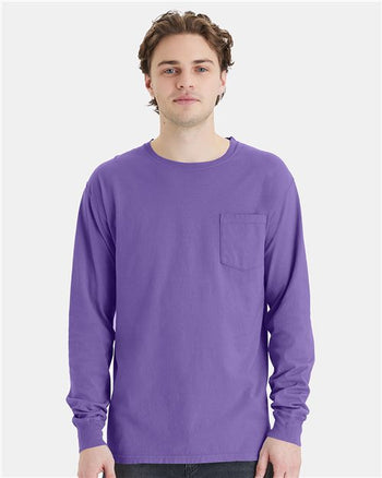 ComfortWash by Hanes GDH250 Unisex Garment-Dyed Long Sleeve T-Shirt With a Pocket