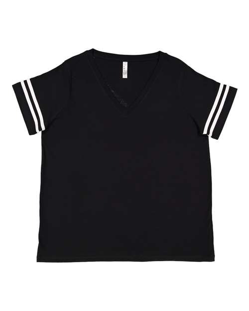 LAT 3837 Women's Curvy Collection Vintage Football T-Shirt