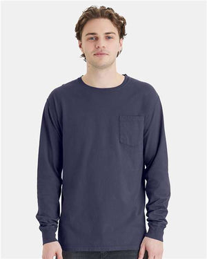 ComfortWash by Hanes GDH250 Unisex Garment-Dyed Long Sleeve T-Shirt With a Pocket - 