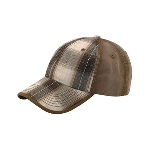 Mega Cap 6880 Low Profile Washed Plaid Cotton Twill Cap - 