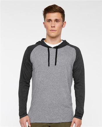 LAT 6917 Men's Fine Jersey Hooded Long Sleeve Raglan T-Shirt