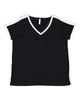 LAT 3832 Women's Curvy Retro Ringer Premium Jersey V-Neck Tee