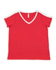 LAT 3832 Women's Curvy Retro Ringer Premium Jersey V-Neck Tee