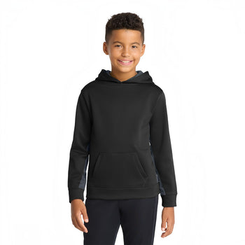 Sport-Tek YST239 Youth Sport-Wick CamoHex Fleece Colorblock Hooded Pullover