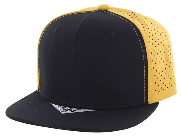 Kamel 301DP Perforated 6 Panel Hat Flat Bill Performance Cap Kamel 301 Series