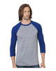 Bayside 9525 Unisex Triblend Three-Quarter Sleeve Raglan T-Shirt