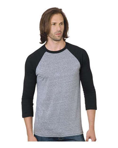 Bayside 9525 Unisex Triblend Three-Quarter Sleeve Raglan T-Shirt - 