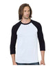 Bayside 9525 Unisex Triblend Three-Quarter Sleeve Raglan T-Shirt