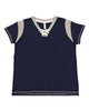 LAT 3833 Women's Curvy Lace Up Fine Jersey Tee