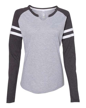 LAT 3534 Women's Fine Jersey Mash Up Long Sleeve T-Shirt - 