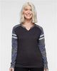 LAT 3534 Women's Fine Jersey Mash Up Long Sleeve T-Shirt