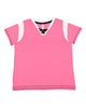 LAT 3833 Women's Curvy Lace Up Fine Jersey Tee