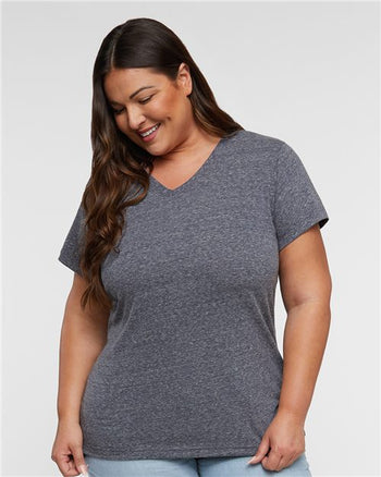 LAT 3591 Women's Harborside Mélange V-Neck Tee