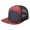 Unbranded 7-Panel Trucker Flat Bill Hat, Blank 7 Panel Mesh Back Cap