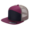 Unbranded 7-Panel Trucker Flat Bill Hat, Blank 7 Panel Mesh Back Cap