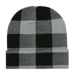 Decky 8027 Buffalo Plaid Long Beanie Knit Cap - CASE Pricing - 