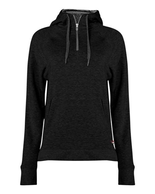 Badger 1051 Women's FitFlex French Terry Quarter-Zip Hooded Pullover