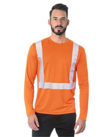 Bayside 3740 Unisex USA-Made Hi-Visibility Long Sleeve Performance T-Shirt - Segmented Tape