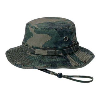 Mega Cap 9013A Washed Camouflage Twill Hunting Hat with Self Fabric Chin Cord
