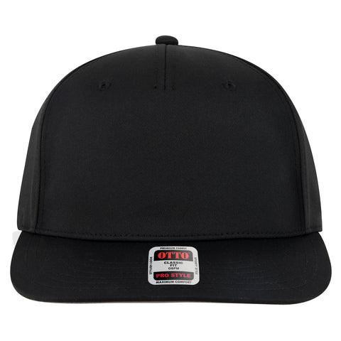OTTO Square Flat Visor Snapback Hat - 5-Panel Pro Style Snapback, Black One Size