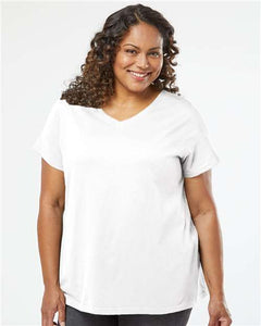 LAT 3817 Women's Curvy Collection Fine Jersey V-Neck Tee - 