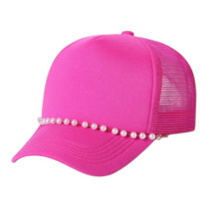 Unbranded Pearl Accent Trucker Mesh Snapback Hat - 
