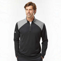 Adidas A532 Men's Textured Mixed Media Quarter-Zip Pullover - 