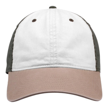 The Game GB516 Twill Color Block Cap – Khaki with Relaxed Shape and Metal Snapback