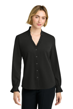 Brooks Brothers BB18011 Women's Long Sleeve Ruffle Collar Blouse - 