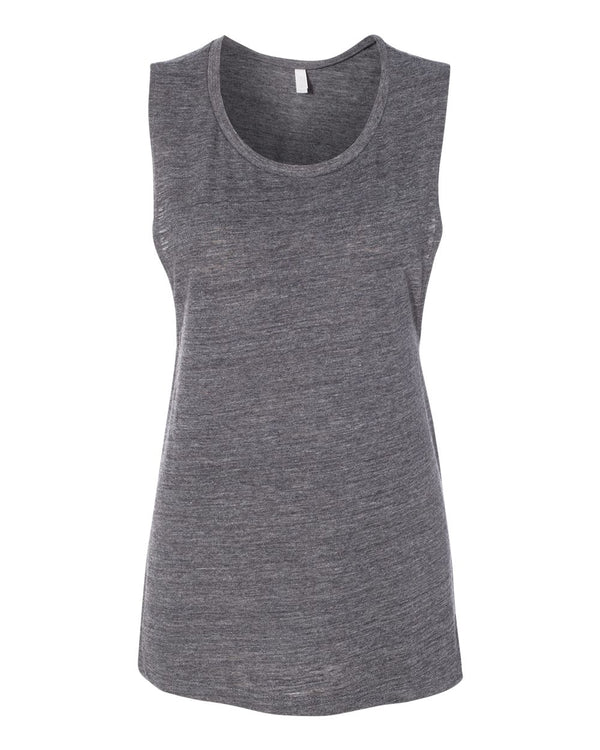 Bella + Canvas 8803 Women's Flowy Scoop Muscle Tank - Asphalt Slub