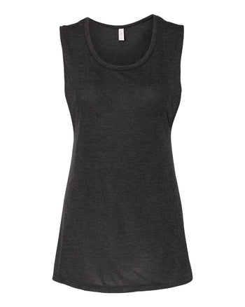 Bella + Canvas 8803 Women's Flowy Scoop Muscle Tank - Black Heather