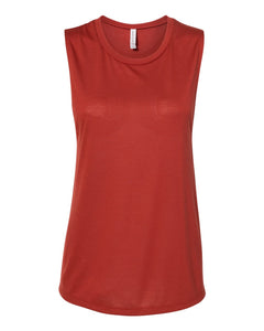 Bella + Canvas 8803 Women's Flowy Scoop Muscle Tank - Brick - 