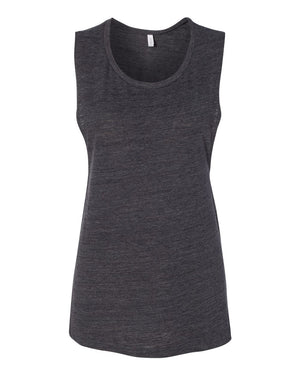 Bella + Canvas 8803 Women's Flowy Scoop Muscle Tank - Charcoal Black Slub - 