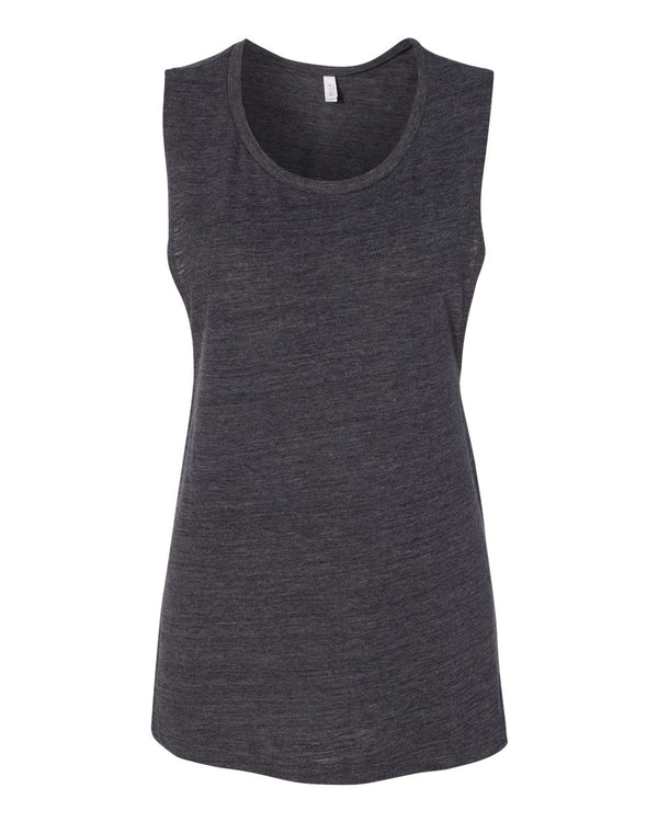 Bella + Canvas 8803 Women's Flowy Scoop Muscle Tank - Charcoal Black Slub