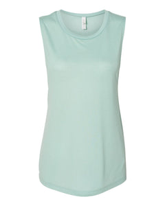 Bella + Canvas 8803 Women's Flowy Scoop Muscle Tank - Dusty Blue - 