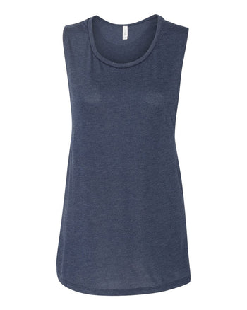 Bella + Canvas 8803 Women's Flowy Scoop Muscle Tank - Heather Navy